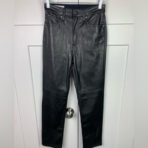Gap Vegan Leather Pants Women 26 Cheeky Straight Sky High Rise Faux Black Y2K